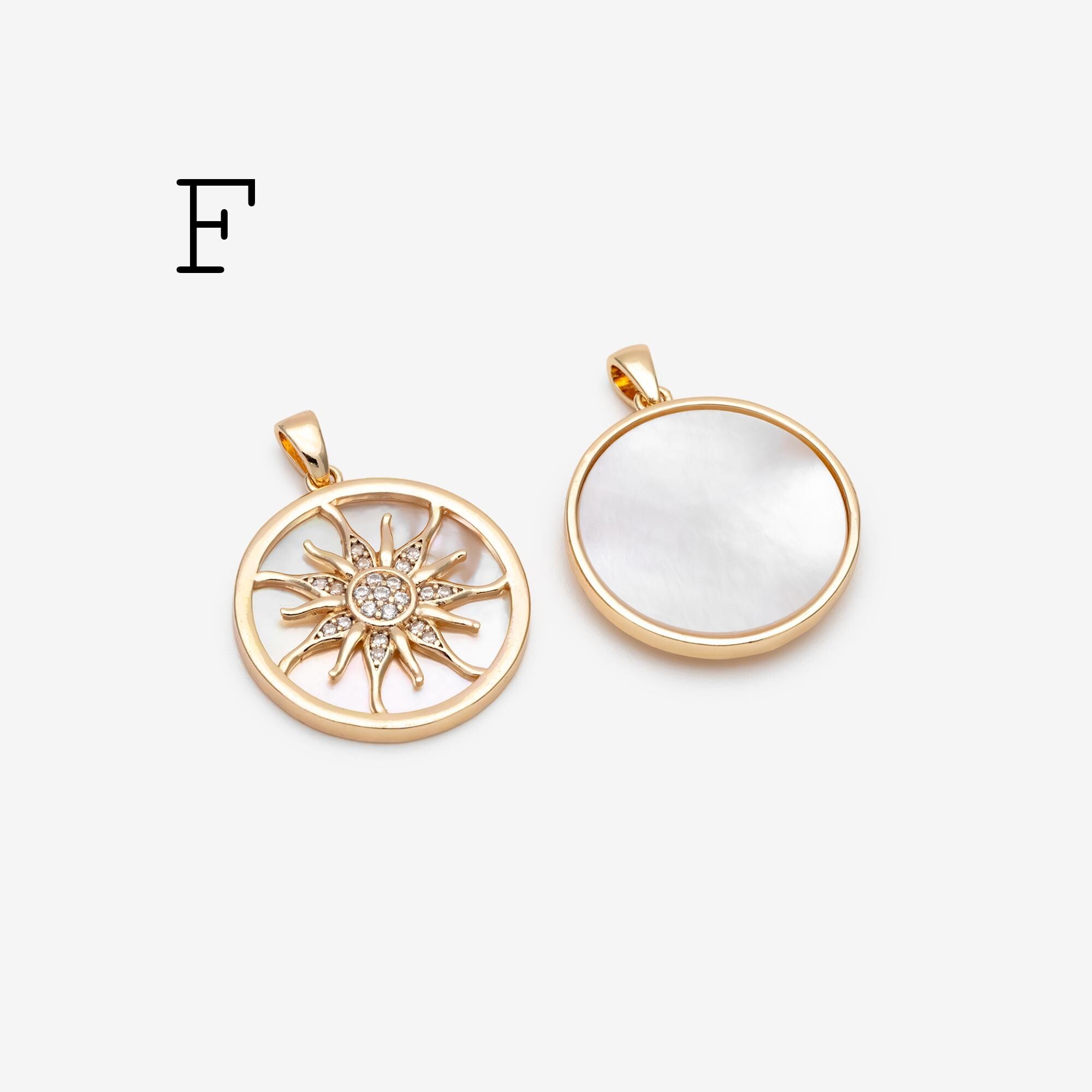 4pcs CZ Pave Gold/ Silver Sun Charms, 18K Gold/ Rhodium plated Brass, Sun Pendants (GB-2259)